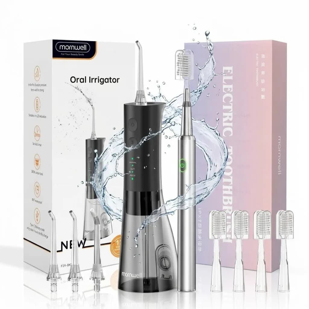 Hydropulsor with Electric Brush, Rechargeable Kit for Deep Cleansing with Oral Sprinkler and Sonic Brush