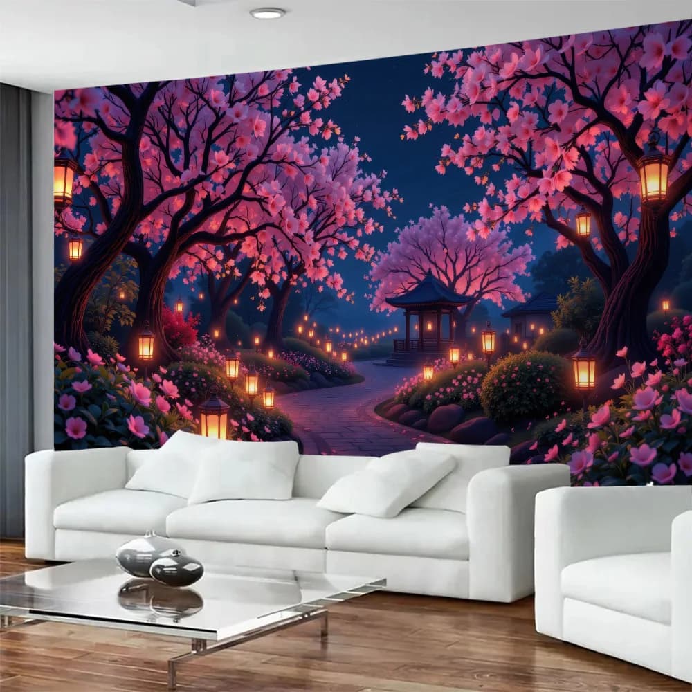 Tappeto Murale da Giardino e Foresta, Decorazione per la Casa, Poster da Parete, Tessuto Murale per Dormitorio e Camera da Letto, Lenzuolo, Tappetino da Spiaggia