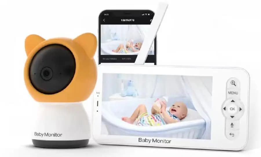 5 pollici 2MP 1080P APP telecomando WIFI Baby Camera Wireless PTZ display di umidità della temperatura Baby Monitor Nanny Cam Babysitte
