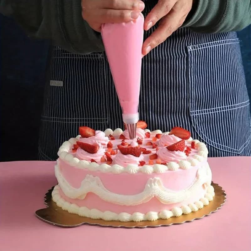 Set da 21 Pezzi di Sacchetti e Beccucci per Pasticceria - Sacchetti in Silicone Riutilizzabili con 14 Beccucci in Acciaio Inox, Lisciatori e Connettori per Glassa