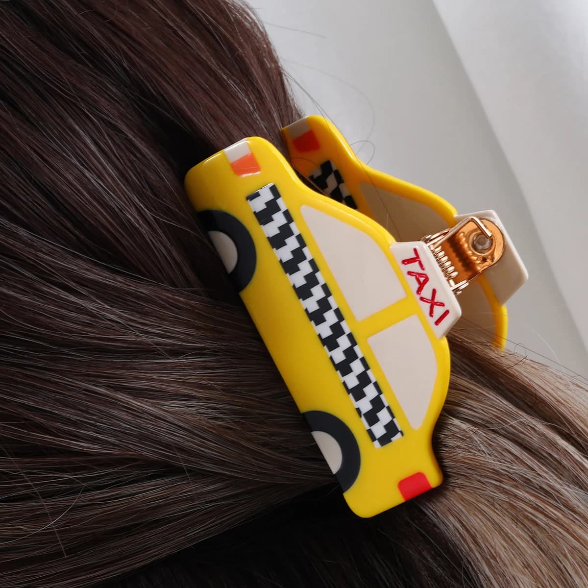 1 Pezzo Fermaglio per Capelli in Acetato a Forma di Taxi Giallo, Clip Antiscivolo a Tenuta Forte, Accessorio per Capelli da Donna