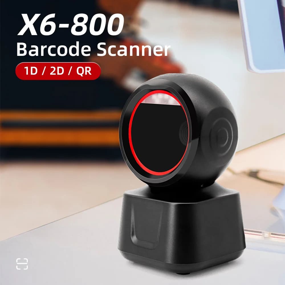 1D 2D QR Scanner di codici a barre cablato piattaforma ad alta velocità lettore di rilevamento automatico a mani libere porta USB Plug & Play per windows Android