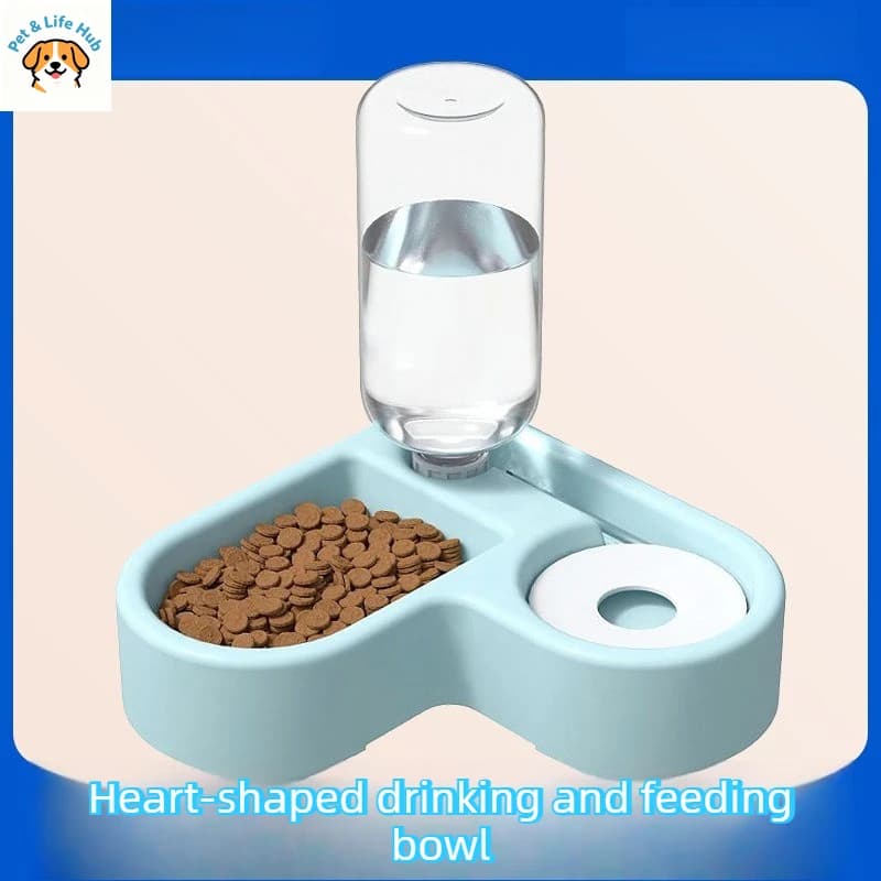 Ciotola per cibo per animali domestici dal design a forma di cuore Distributore automatico d'acqua con ciotola per cani e gatti dal design a doppia ciotola Forniture per animali domestici Accessori per animali domestici