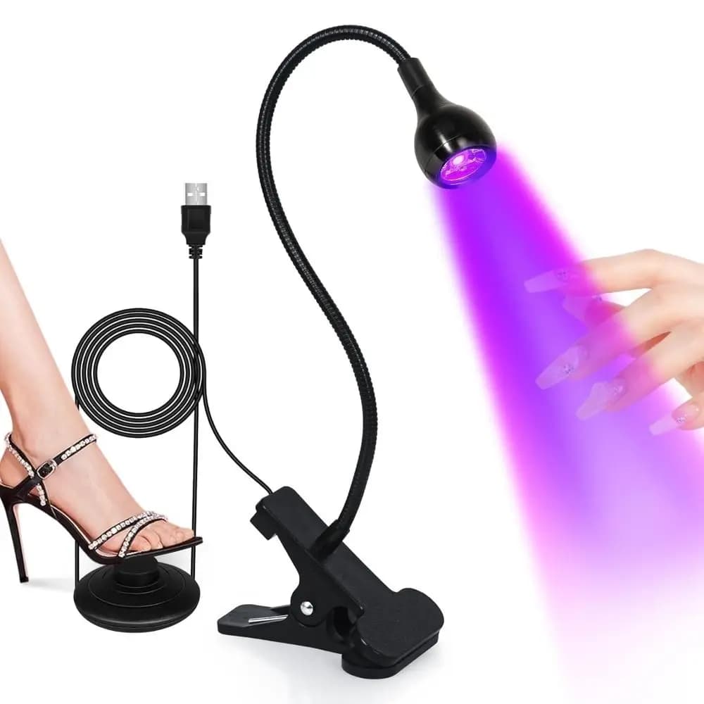 Lampada UV LED per Unghie 5W/3W con Interruttore a Pedale, Testa Regolabile, Lampada Professionale per Asciugatura Gel e Smalto, per Salone di Bellezza