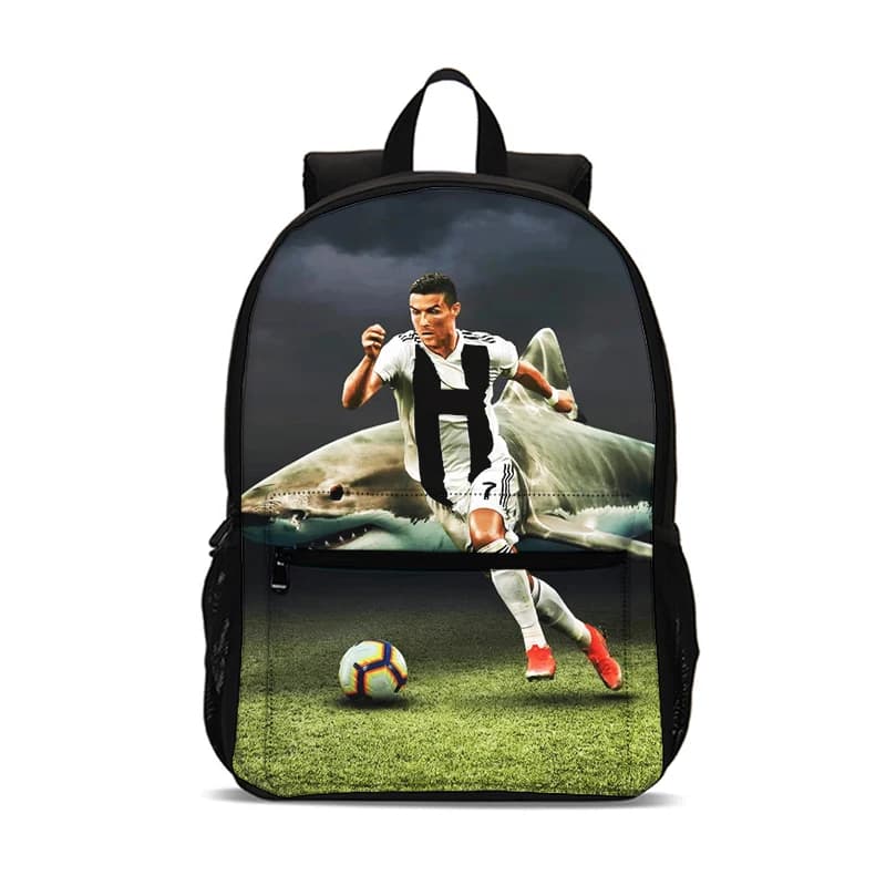 Ronaldo Mochila 18.5inch Knapsack Football Star Backpack School Supplies CR School Bag for Boys Girls Best Gift