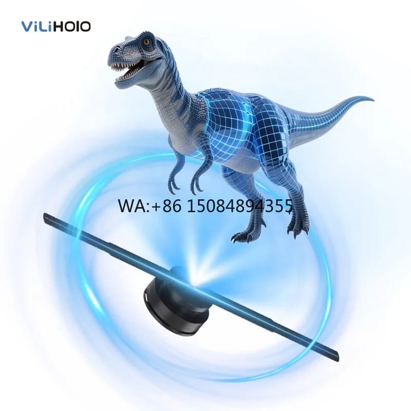 Proiettore Olografico 3D da 42CM con 384 LED, Schermo di Visualizzazione Olografica, Insegna Luminosa Pubblicitaria Digitale