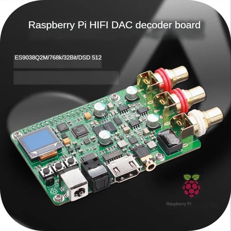Raspberry Pi ES9038Q2m DAC audio decoding board HIFI coaxial fiber I2S analogue 3B + 4B 768K 32Bit DSD512
