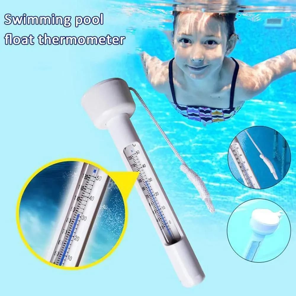 Portable floating thermometer for swimming pool High precision white thermometer Plastic water temperature meter Pool