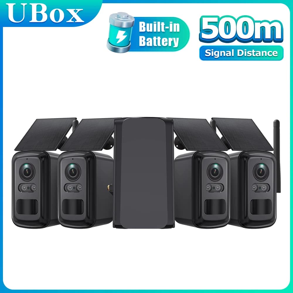 SHIWOJIA Sistema di sicurezza per telecamera con batteria solare da 3 MP Kit da 2 telecamere Telecamera wireless WiFi esterna Avviso di movimento per visione notturna a colori