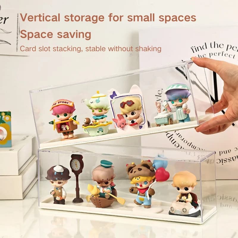 Dustproof Stackable Figure Storage Box High Transparent Acrylic Display Case with Anti-slip Glue for Pop Mart Blind Box Dolls Sp