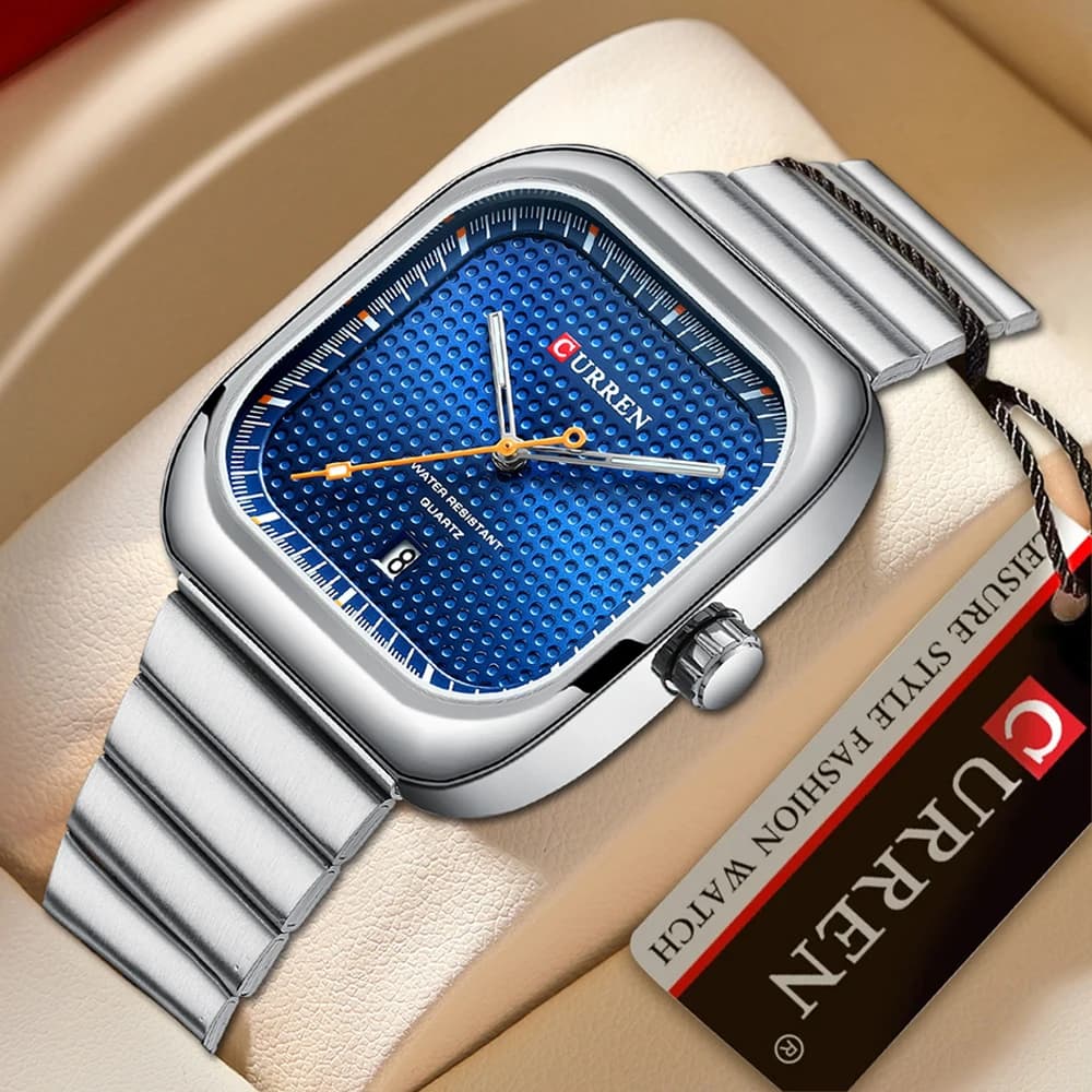 CURREN Orologio da uomo Orologi sportivi in acciaio inossidabile Orologio da polso da uomo con lancette luminose impermeabili Orologio con data reloj hombre