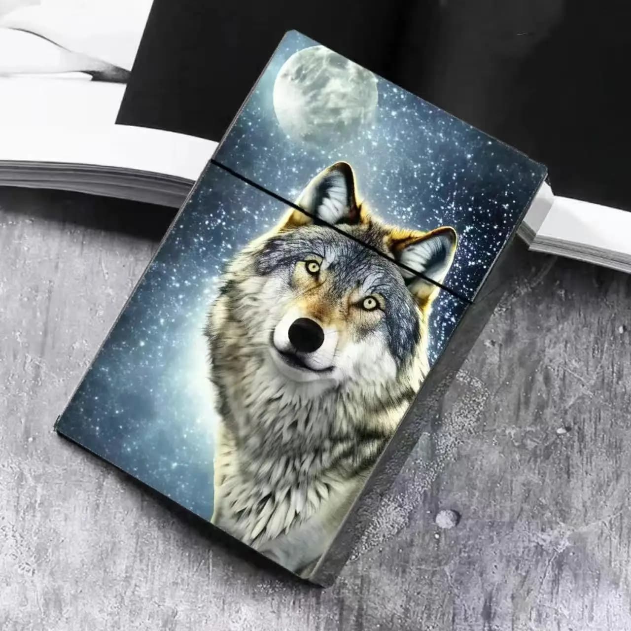 Portasigarette 3-in-1 a scomparsa con animali, per 20 sigarette, antiurto e compatibile con Slim/King Size, design automatico a scatto con motivo selvaggio