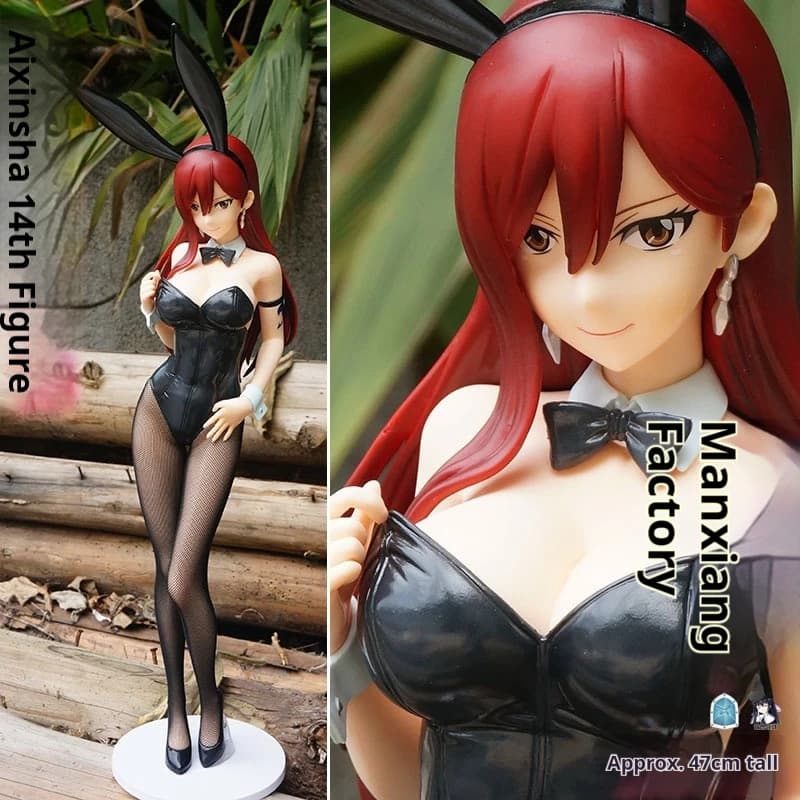 Statua Manxiang Erza Scarlet Fairy Tail Scala 1:4, Modello Coniglio Ragazza in Piedi, Decorazione da Scrivania, Regalo per Collezionisti Anime Adulti