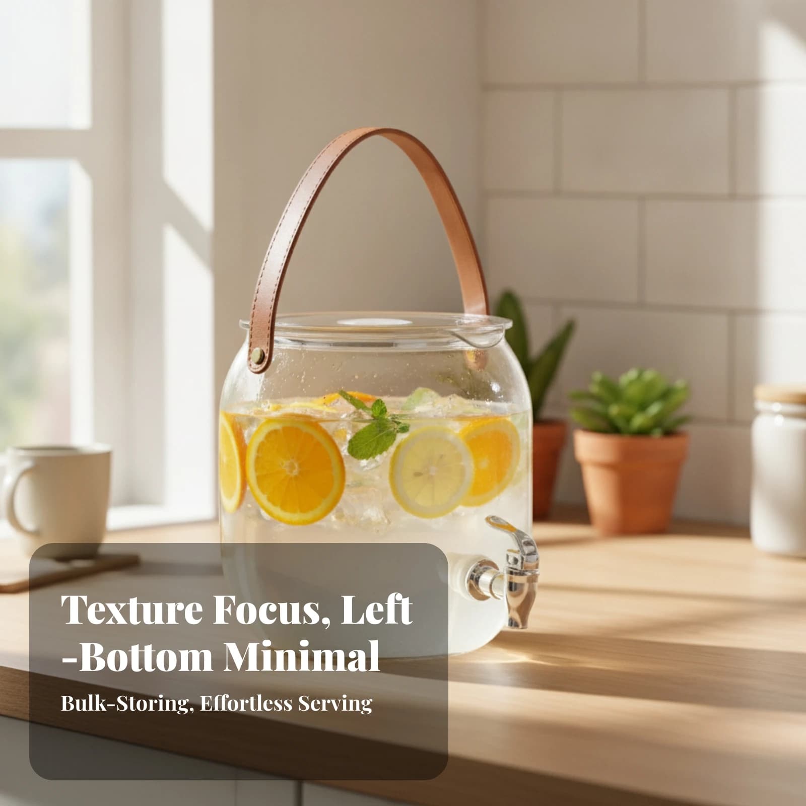 Glass Beverage Dispenser with Spigot Self-Serve Glass Drink Dispenser with Lid Glassware Cold-Use Container Food Grade for Hosts