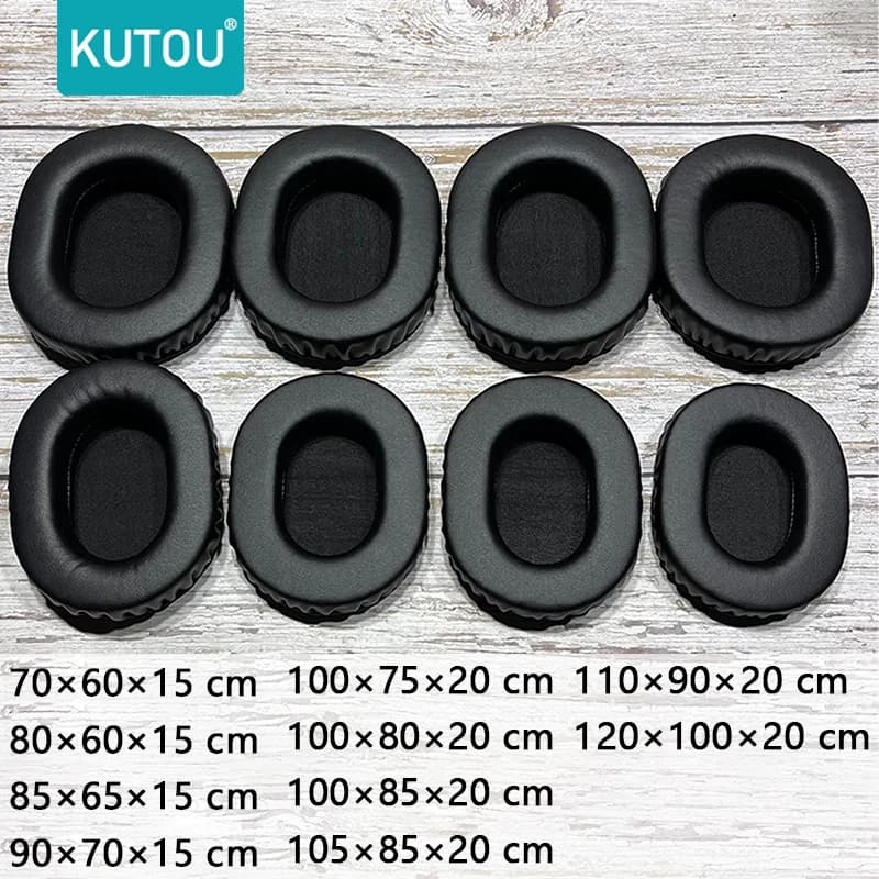 KUTOU Cuscinetti auricolari di ricambio ovali universali Cuscinetti auricolari in memory foam PU morbido Cuscini Paraorecchie Coppe di copertura Parti di riparazione per cuffie