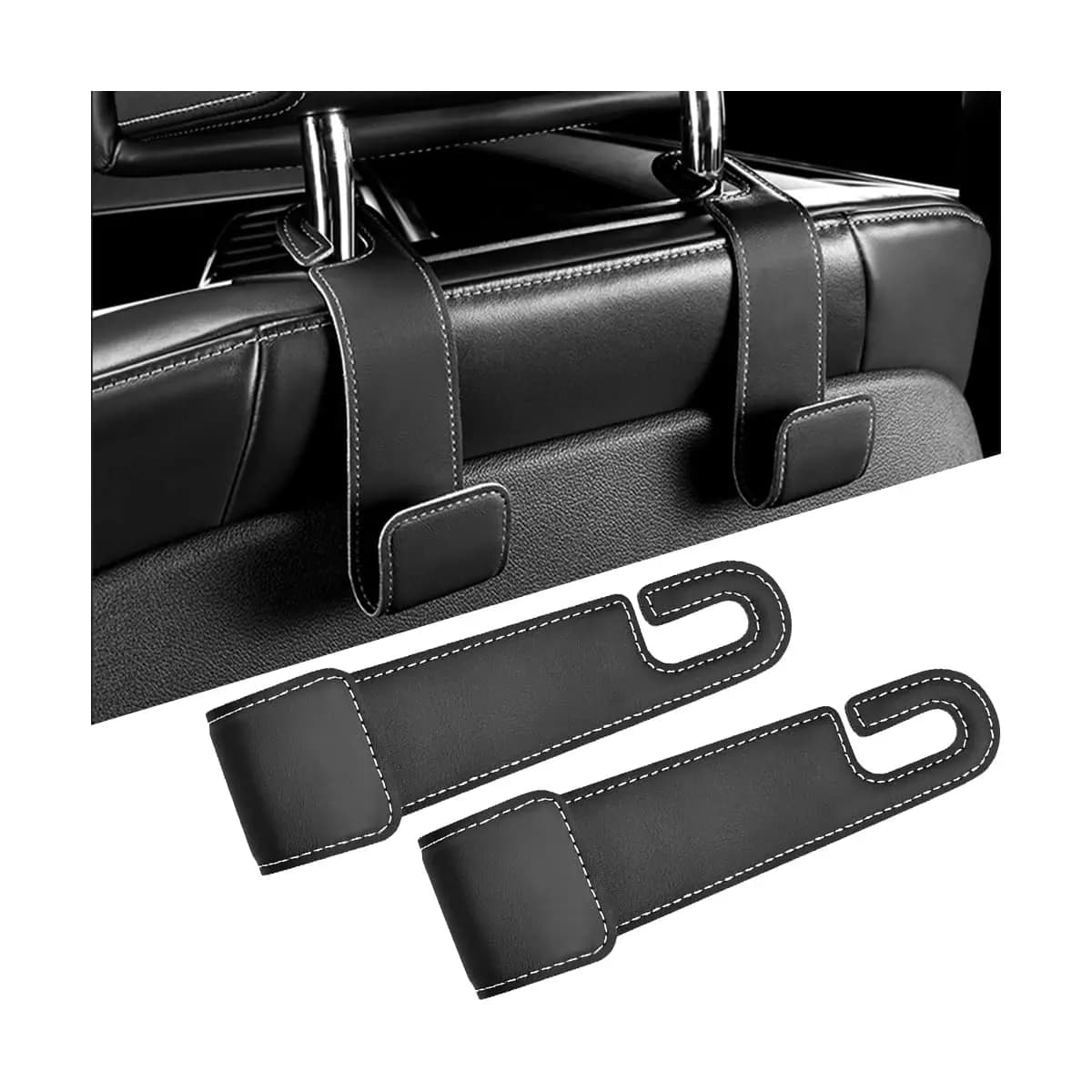 Gancio posteriore per seggiolino auto multifunzionale Poggiatesta Gancio per organizer per sedile posteriore automatico in pelle premium Gancio portaoggetti per sedile automatico facile da installare