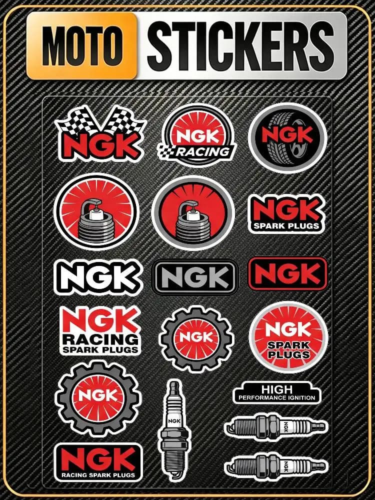Adesivi Decorativi Riflettenti Impermeabili Anti-Graffio per Candele NGK, Auto, Bici, Casco, Tazza, Frigorifero