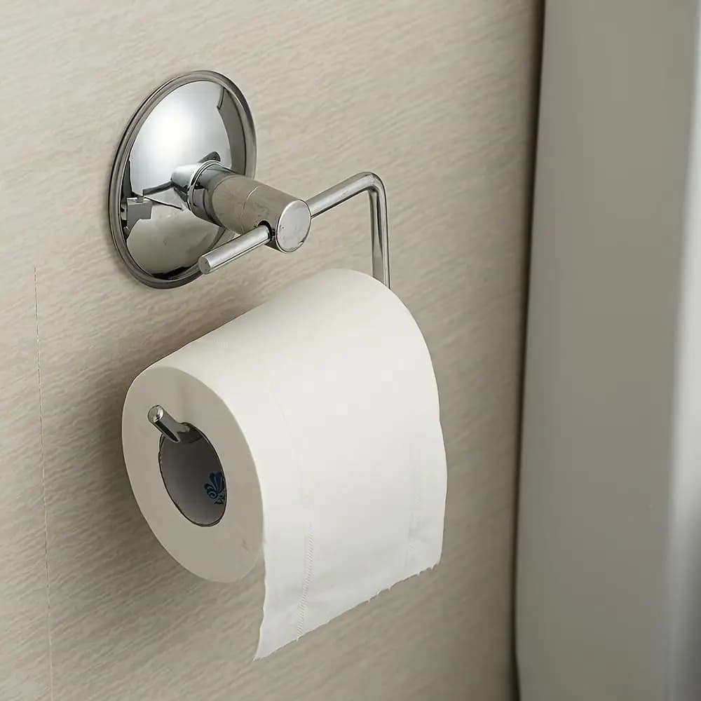 Portarotolo in Acciaio Inox con Ventosa, Antiruggine, Salvaspazio, Portasciugamani per Hotel