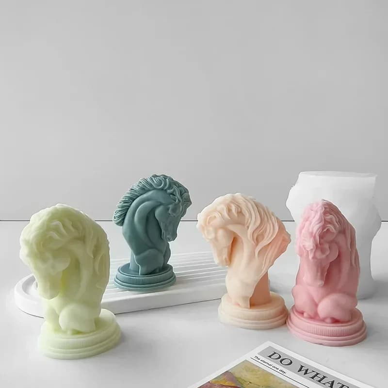 Stampo in Silicone 3D a Forma di Testa di Cavallo, per Creazione di Candele Aromatiche in Resina e Gesso, Decorazione Casa, Strumento per Artigianato