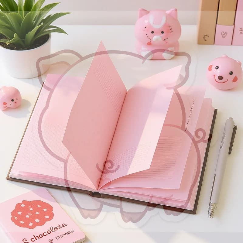 Strawberry Chocolate Notebook A6 - Cute Pink Planner, Kawaii Journal For Notes, Travel Diary, Gift For Girls