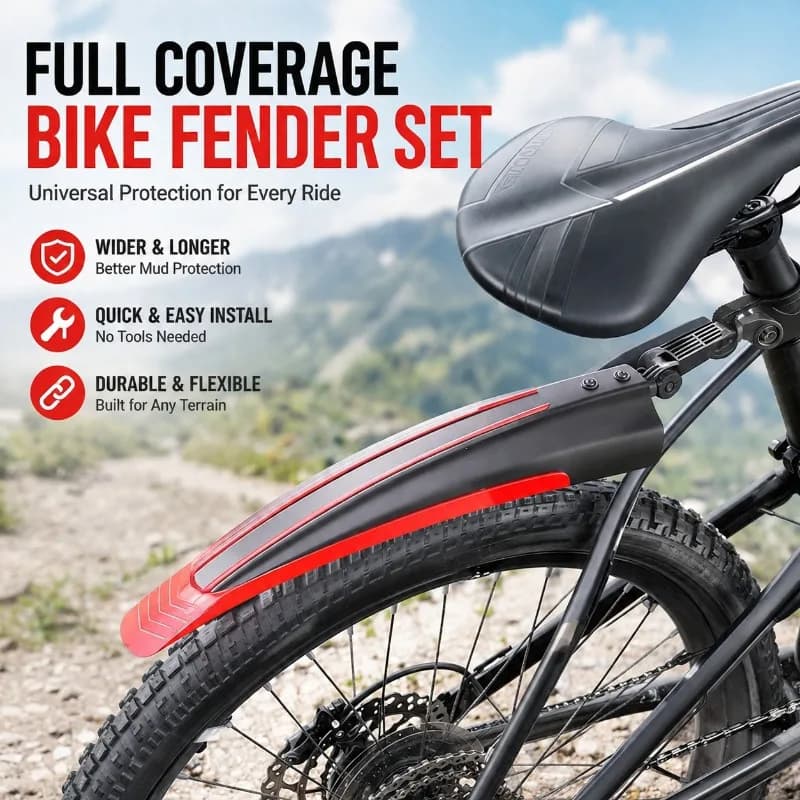 Universal Full Coverage Bicycle Mudguard Front Rear Wheel Complete Mountain Bike Splash Shield Durable Rain Block Fender Kit