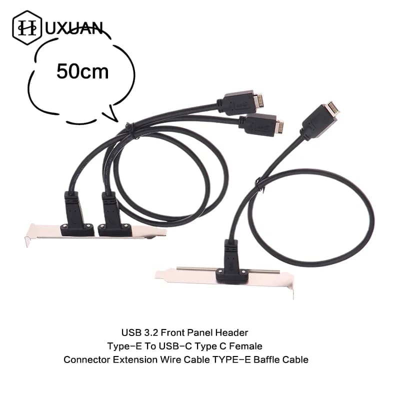 50cm USB 3.2 Front Panel Header Type-E To USB-C Type C Female Connector Extension Wire Cable TYPE-E Baffle Cable