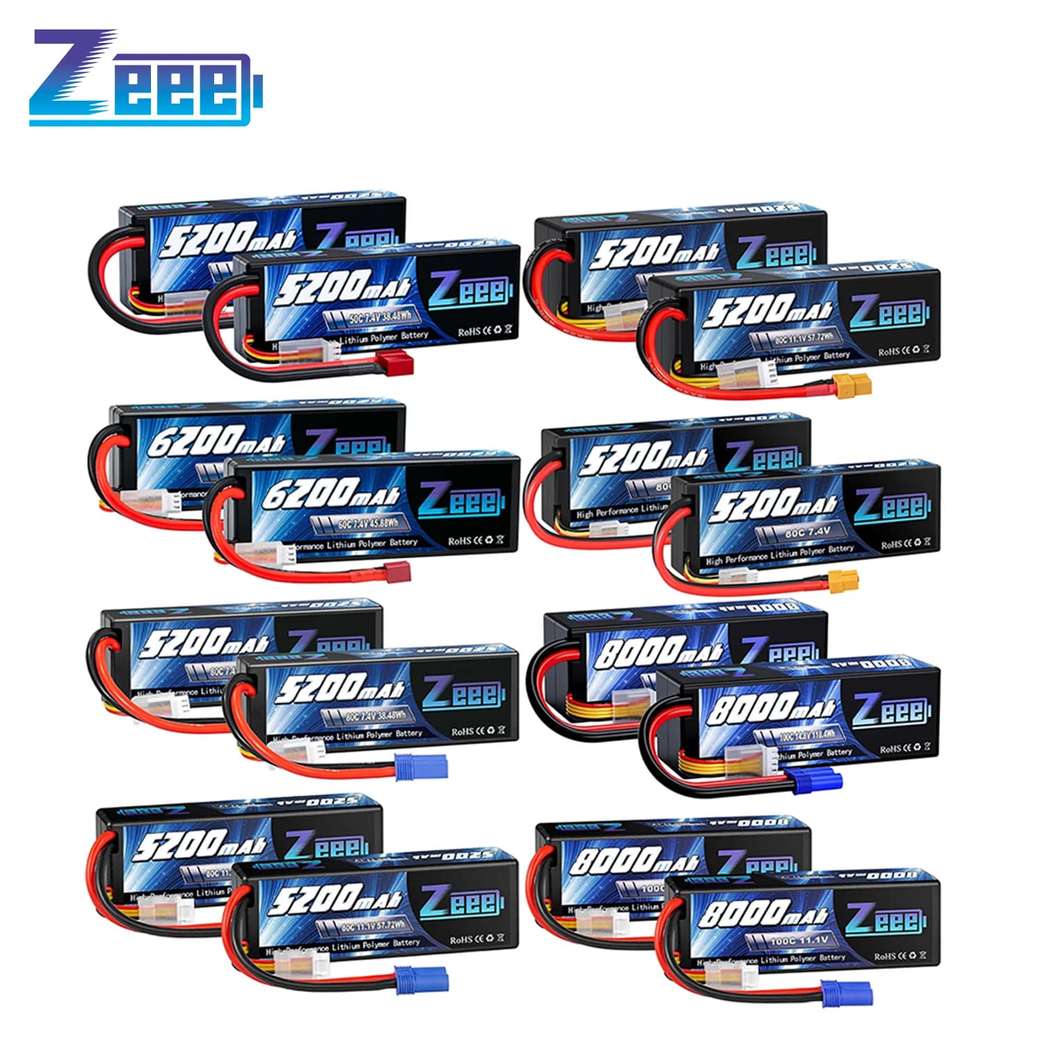 Zeee Lipo Batteria 2S 3S 4S con T EC3 EC5 Connettore Custodia rigida per RC Car Tank Barche Elicottero FPV Droni Modello RC Parti di hobby