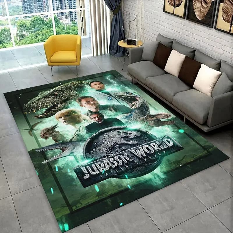Classic Jurassic Park Dinosaur Dino Cartoon Carpet Rug for Bedroom Living Room Sofa Doormat Home Decor,Kid Area Rug Non-slip