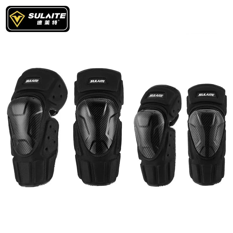 SULAITE Protezioni per ginocchia e gomiti per moto in fibra di carbonio, antivento, calde, antiurto, traspiranti, per motociclisti fuoristrada