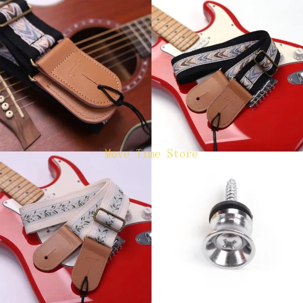 Tracolla per chitarra ricamata 92ME con perno e plettri Design in poliestere leggero per chitarre elettriche acustiche