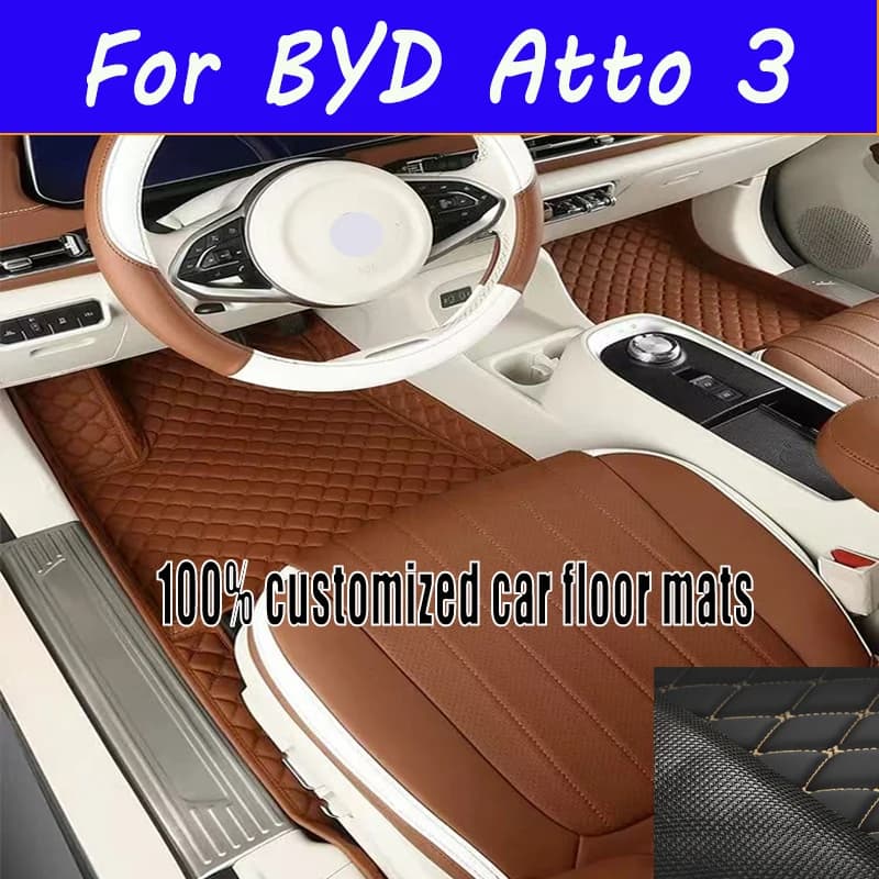 Custom 3D Full Coverage Car Floor Mats for BYD Atto 3 2022 2023 Dolphin 2023 Seal 2023 Song Plus Interior Accessories Carpet