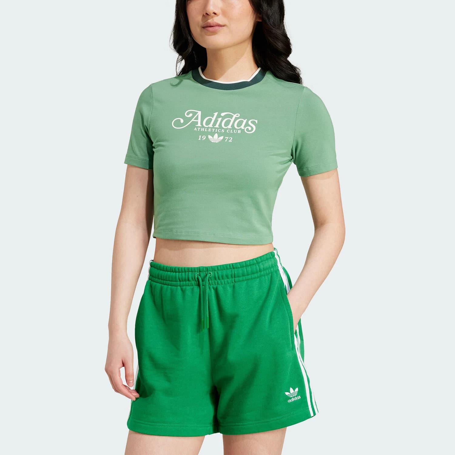 T-shirt corta da donna Adidas ufficiale a tre strisce, manica corta, girocollo, IY5238