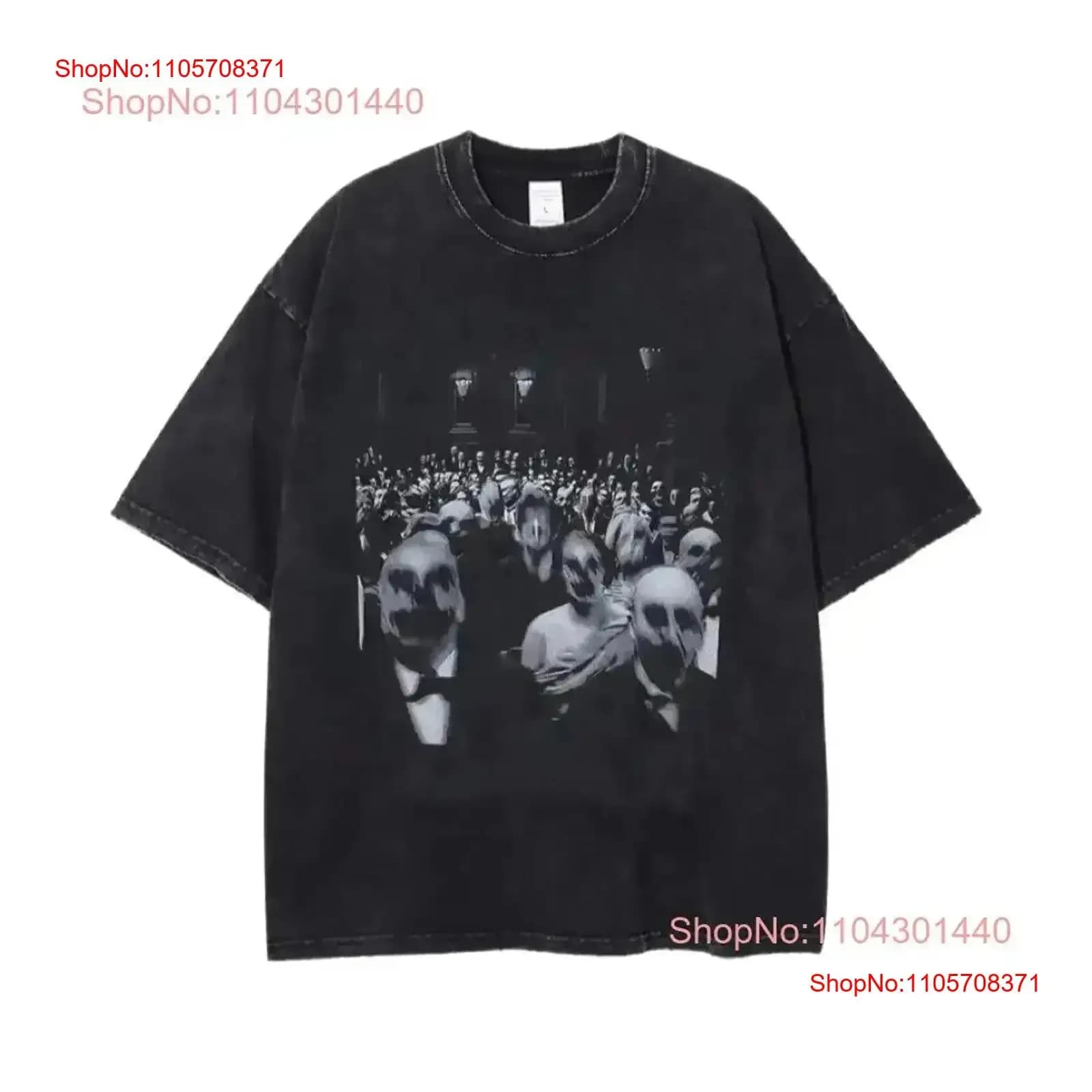 The Distorted Faces T Shirt Print Trendy Y2K Pop culture Statement Limited edition Urban vintage Washed fashion