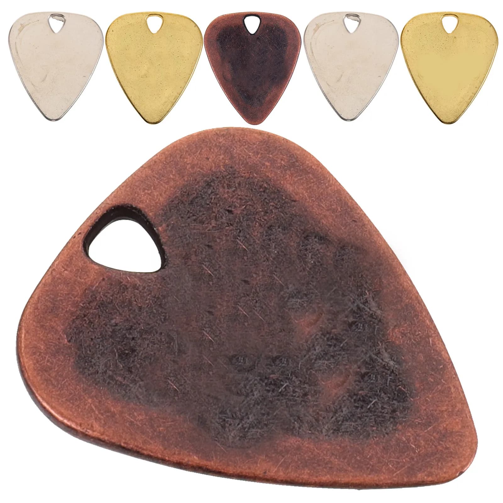 Set di 6 Plettri Premium in Lega di Zinco, Ergonomici e Leggeri, per Chitarra Acustica, Elettrica, Basso e Chitarra Folk