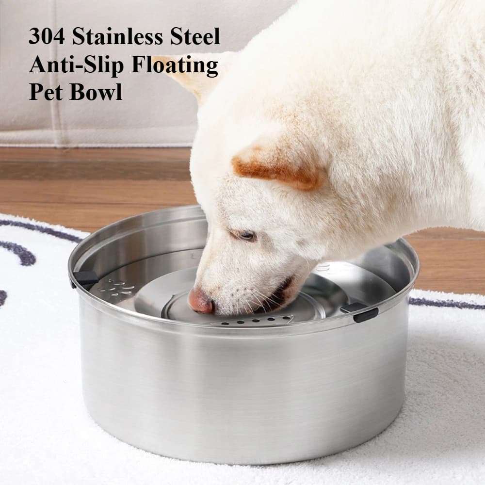 Ciotola galleggiante antiscivolo per animali domestici in acciaio inossidabile 304 – Alimentatore per alimenti e acqua a prova di fuoriuscite con design resistente per cani