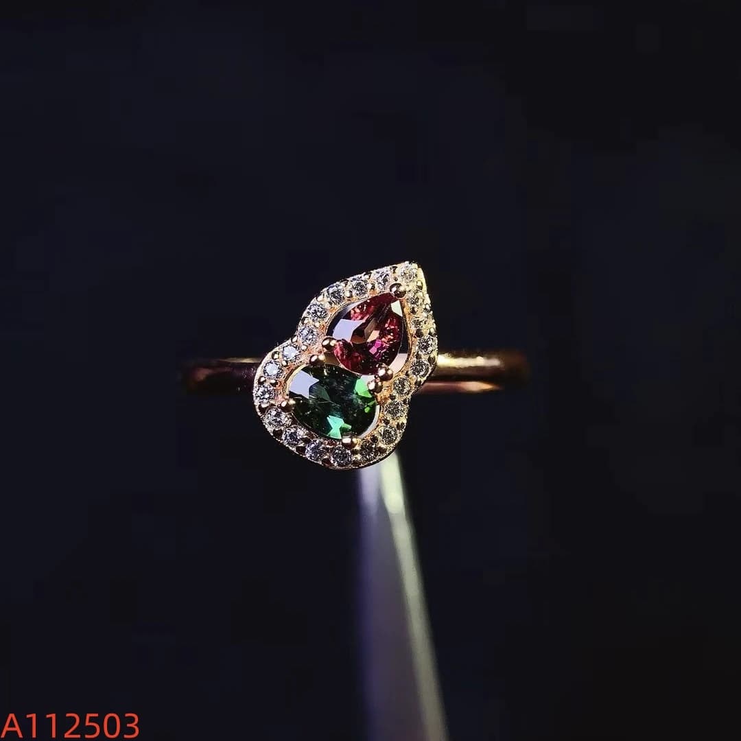 KJJEAXCMY Nuovo Ciondolo da Donna Anello con Tormalina Colorata Naturale S925 Argento Sterling Ad Alta Chiarezza Pietra Preziosa Intarsio Squisito