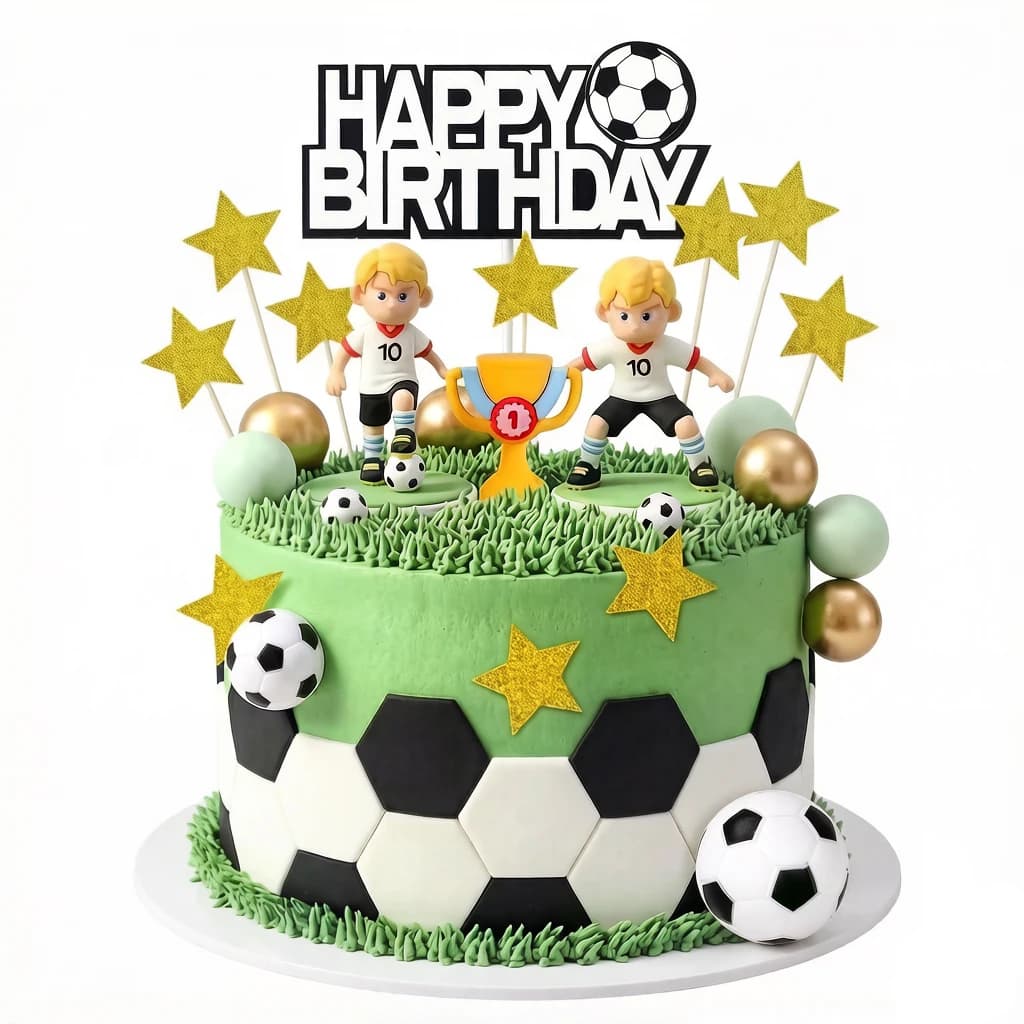 Set di Decorazioni per Torte a Tema Calcio con Giocatori e Pallone, Topper per Cupcake per Feste di Compleanno