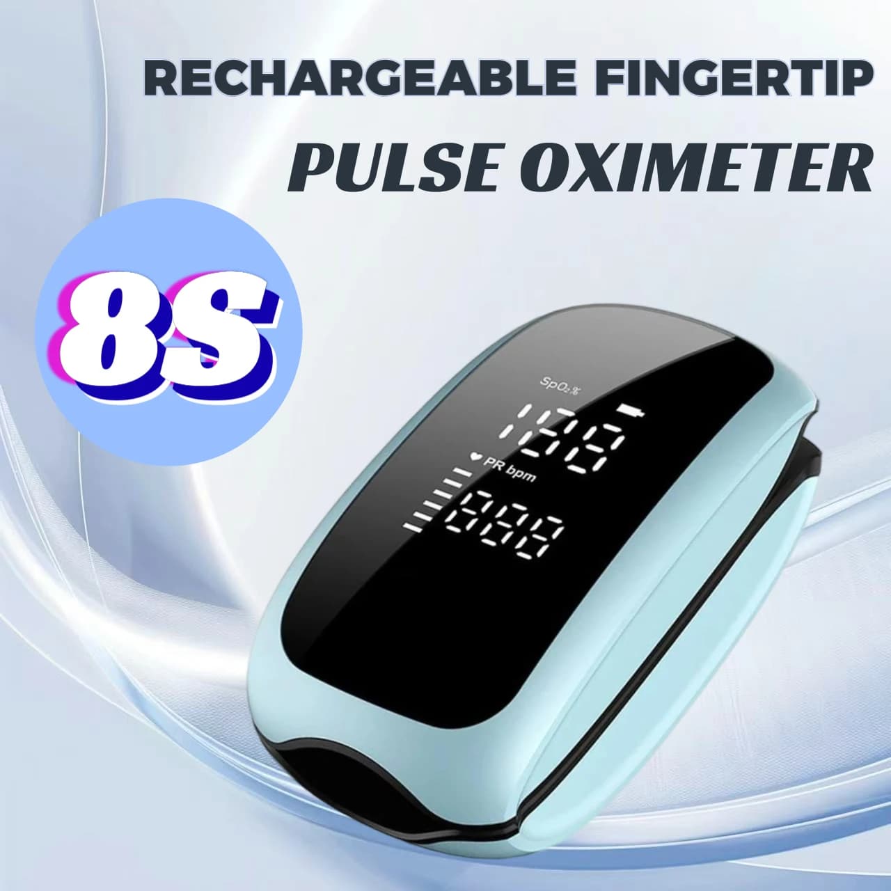 JUSTLANG Rechargeable Pulsossimeter with fingertips Medical Oxygen Saturation Meter in Blood SPO2 Digital LED Display Health for Children and Adults