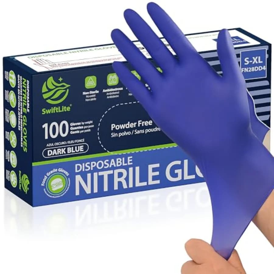 SWIFTLITE Disposable Nitrile Gloves, Food Safe, Latex-Free Powder-Free, Kitchen Rubber Gloves for Cooking and Cleaning