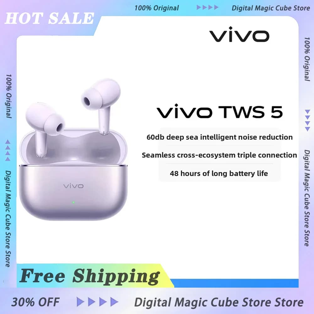 VIVO TWS 5 Wireless Earphone Bluetooth DeepX 4.0 Sound effects 60dB deep sea noise reduction Earphone For VIVO X200 X200S X300