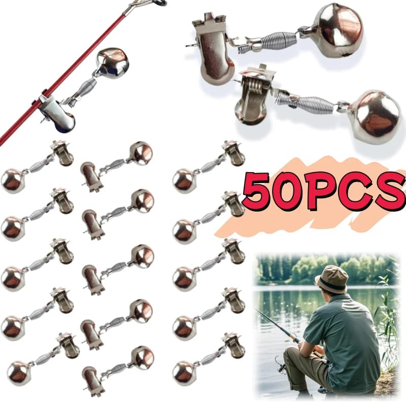 50-5 Pz Singolo Anello Campana Indicatore di Pesca Allarme di Pesca Forte Esca Campana Morsetto Portatile Notte Canna Da Pesca Campana Attrezzi Da Pesca Strumento
