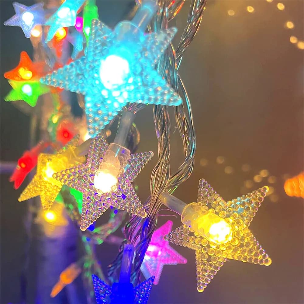 Luci a stringa a LED con alimentazione a batteria Luci a stella per esterni Luci a ghirlanda Lucine per feste Casa Matrimonio Giardino Decorazioni natalizie