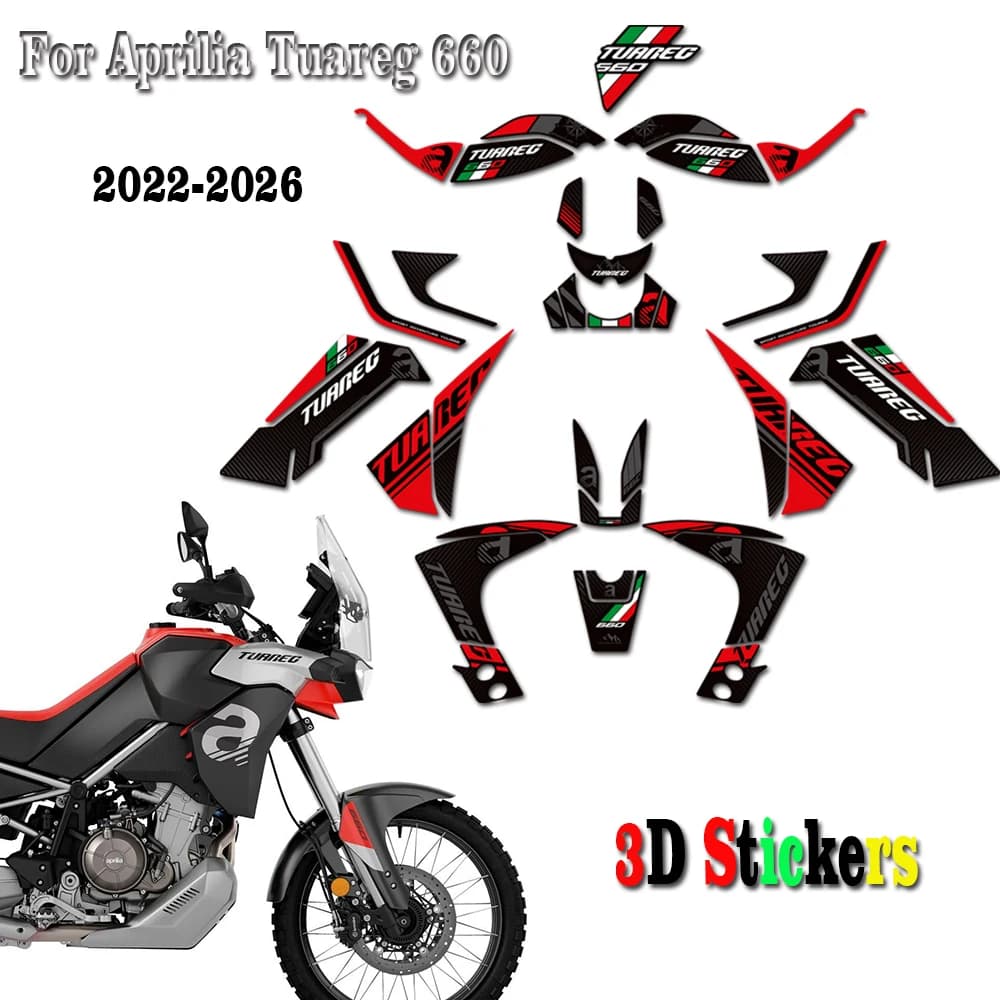 Per Aprilia Tuareg 660 RALLY Tappo del serbatoio Manopole Gas Kit carburante Ginocchio Adesivi Decalcomanie Protezione bici Avventura 2022 - 2026