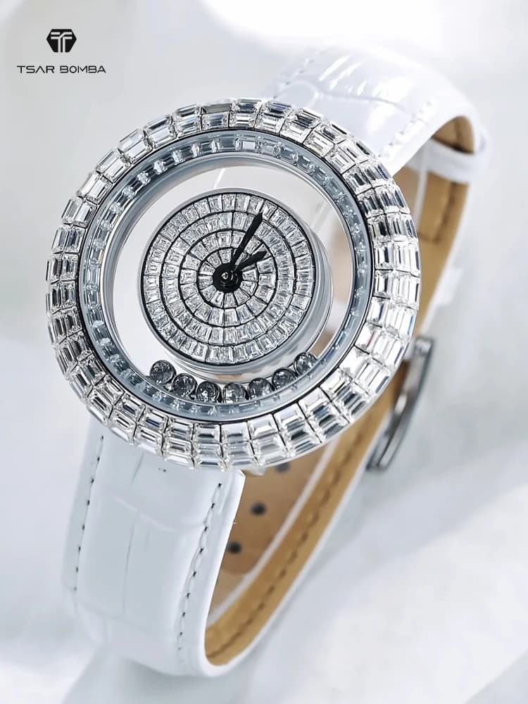 TSAR BOMBA Orologio con diamanti per donna Orologio in cristallo di moda Orologio da polso al quarzo Elegante braccialetto femminile Regalo da donna di Capodanno