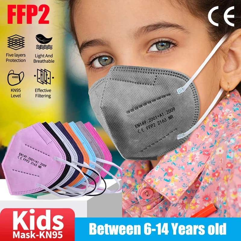 100 pezzi maschera usa e getta per bambini maschere antipolvere per bambini maschera KN95 maschere a pieno facciale tessuto non tessuto maschera per virus bocche coperture Fpp2
