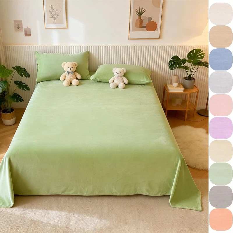 Warm and soft thickened milk velvet bed sheet for single/double/queen/king winter fall cover anti-slip mattress easy to clean