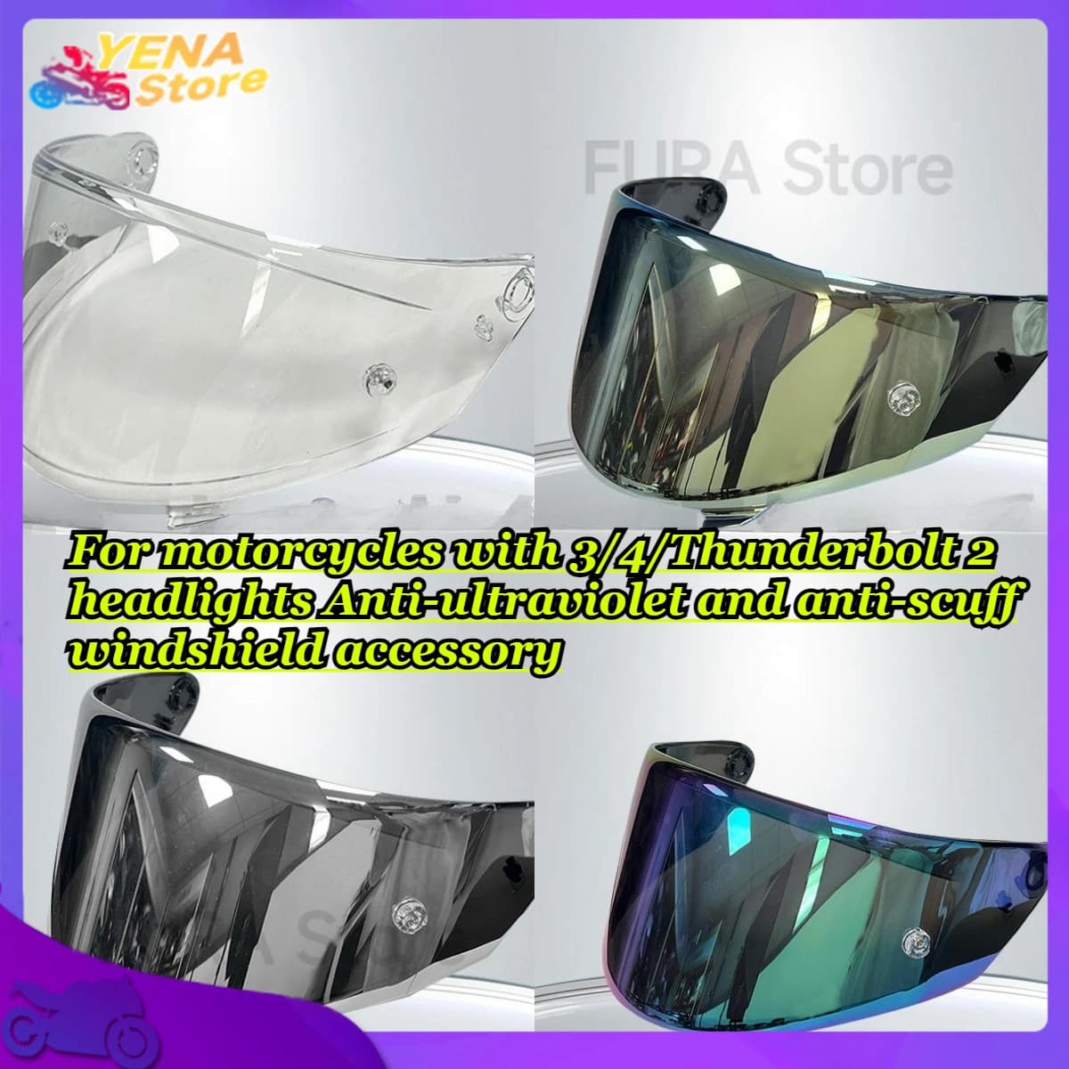 Sostituzione lente parasole per moto con fari 3/4/Thunderbolt 2 Accessorio parabrezza anti-ultravioletti e anti-dito