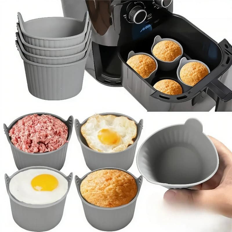 Silicone Air Fryer Mold DIY Cup Cake Baking Mold Kitchen Oven Cake Muffin Cup Mold Heat-insulating Tray Pudding Egg Tart Mould