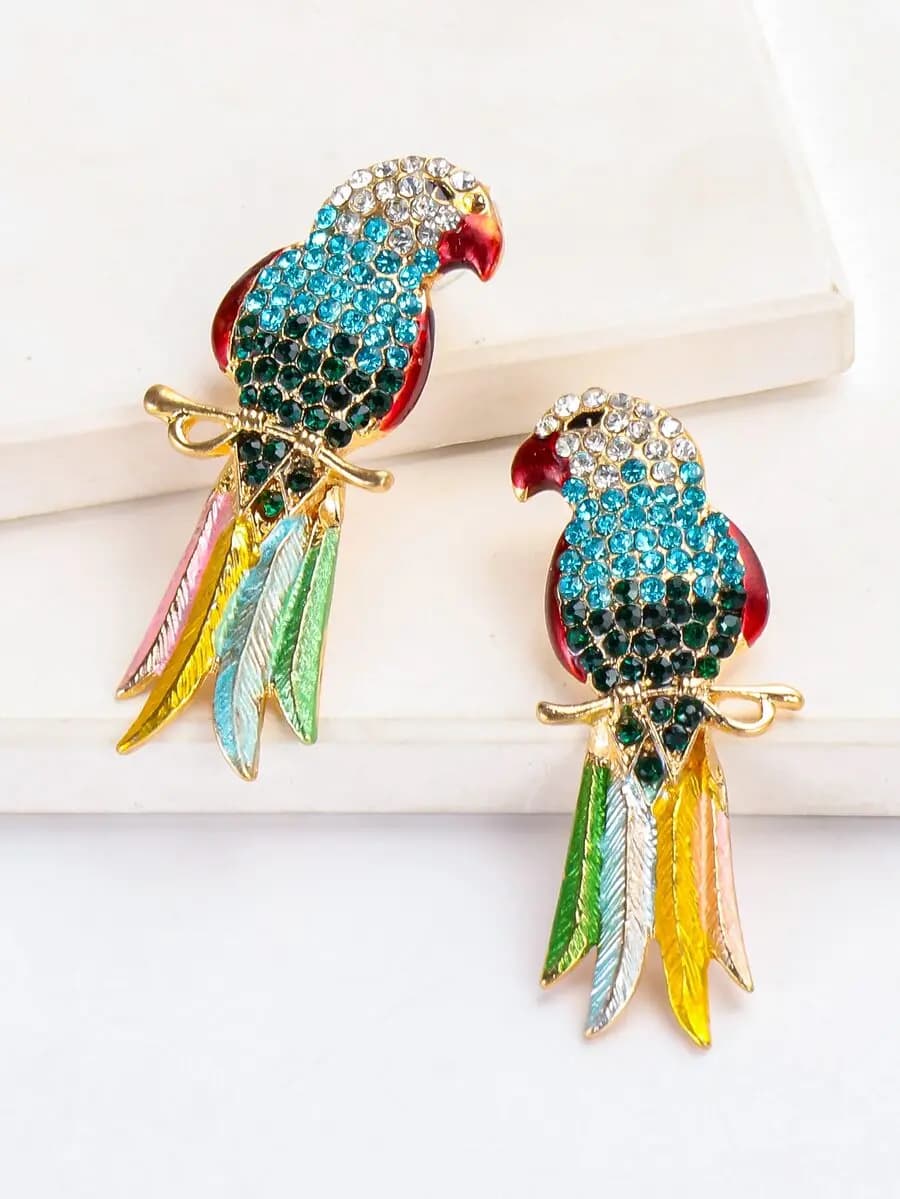 Rhinestone Bird Shaped Stud Earrings for Women