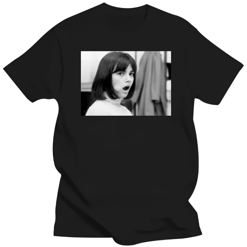 T-shirt unisex vintage ispirata a Jean Luc Godard del 1966 per uomo e donna, maglietta nera con grafica cinematografica, top streetwear morbido con scollo rotondo